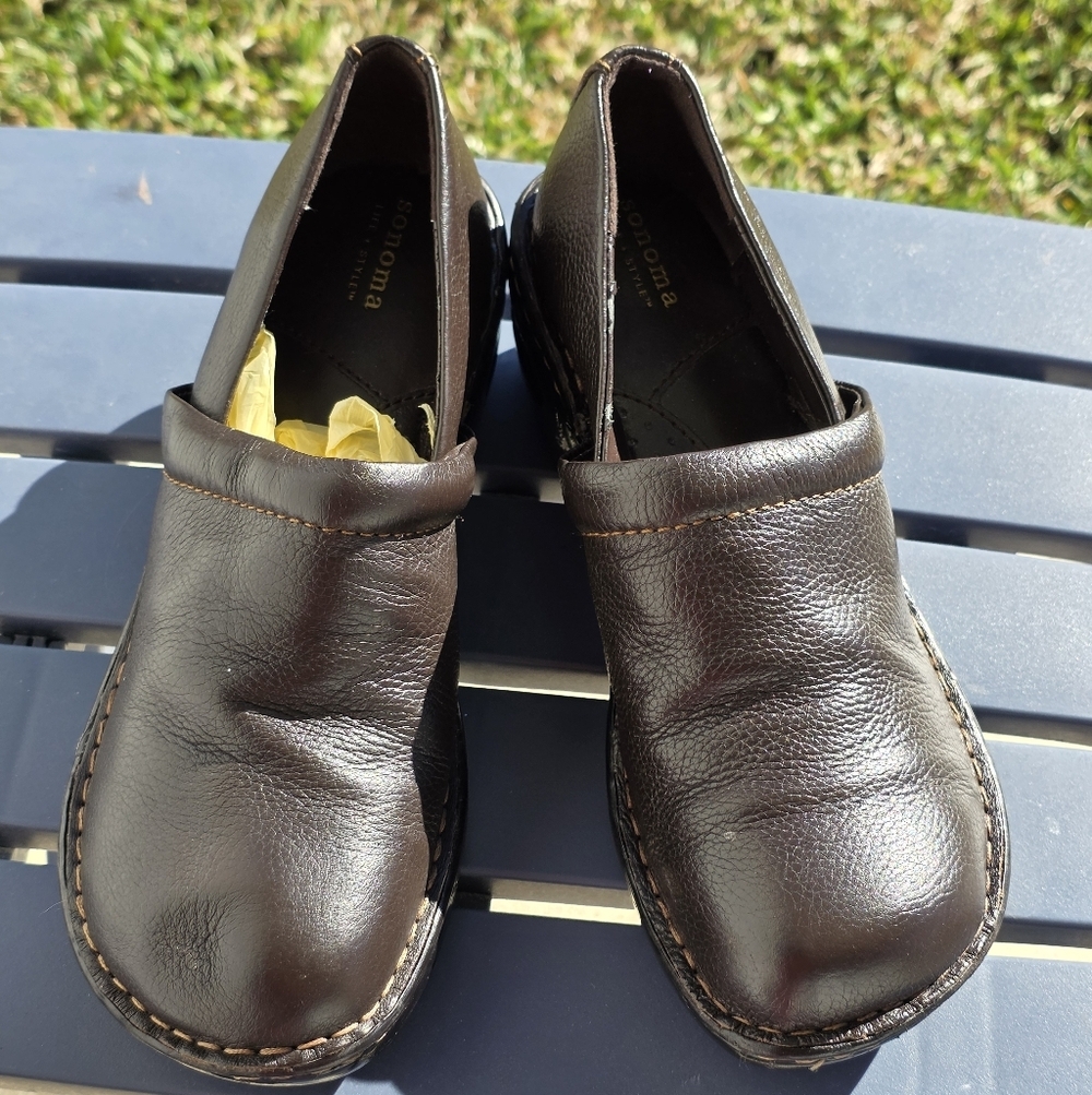 Sonoma WoMen Dark Brown Slip-On Loafers Sz 8.5M New Nursing - Picture 1 of 11